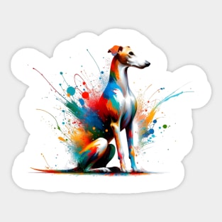 Elegant Ibizan Hound in Colorful Abstract Art Form Sticker